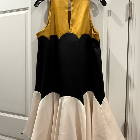 Anthropologie Maeve Scalloped Black, White, and Gold Mini Dress (NWT) - Picture 6 of 7